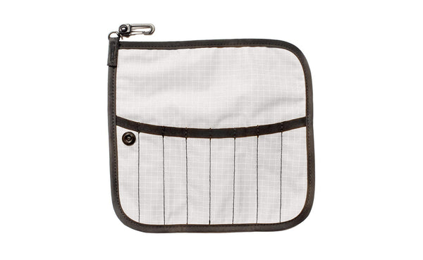 The front of a Tool Pen Wrap in Tahoma (white with white grid) 200 Halcyon.
